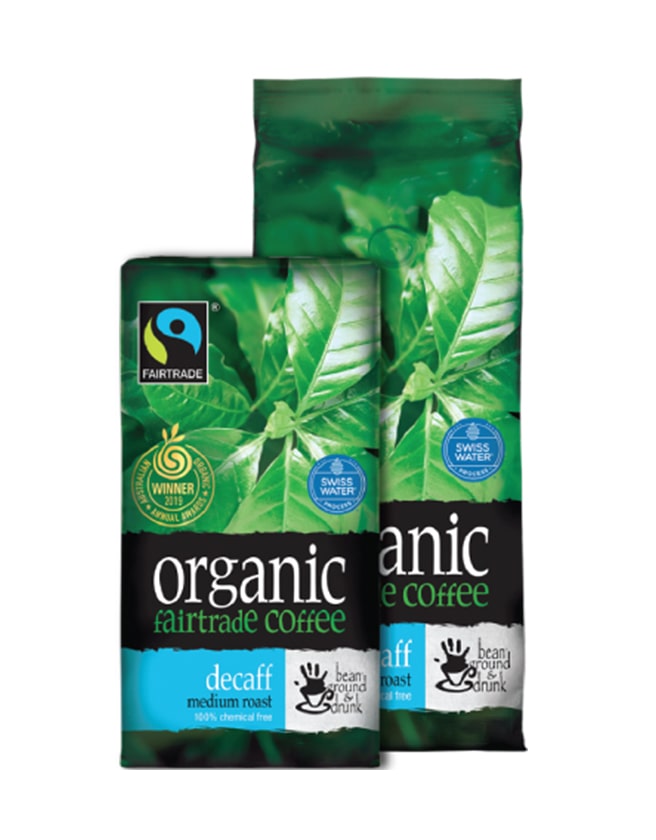 BEAN GROUND & DRUNK - AUSTRALIAN ORGANIC FAIR TRADE COFFEE BEANS (100% ARABICA): DECAFFEINATED MEDIUM ROAST 