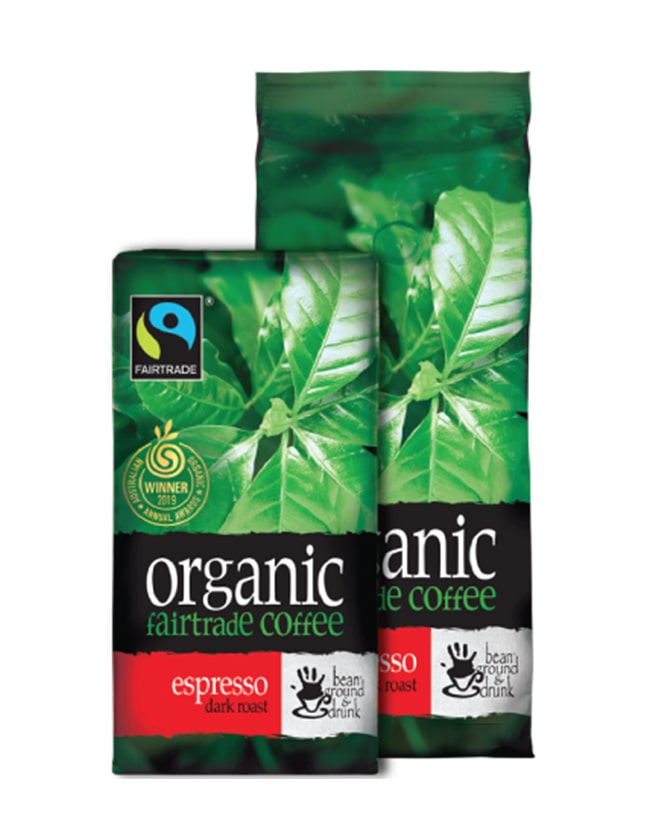 BEAN GROUND & DRUNK - AUSTRALIAN ORGANIC FAIR TRADE COFFEE BEANS (100% ARABICA): ESPRESSO DARK ROAST 