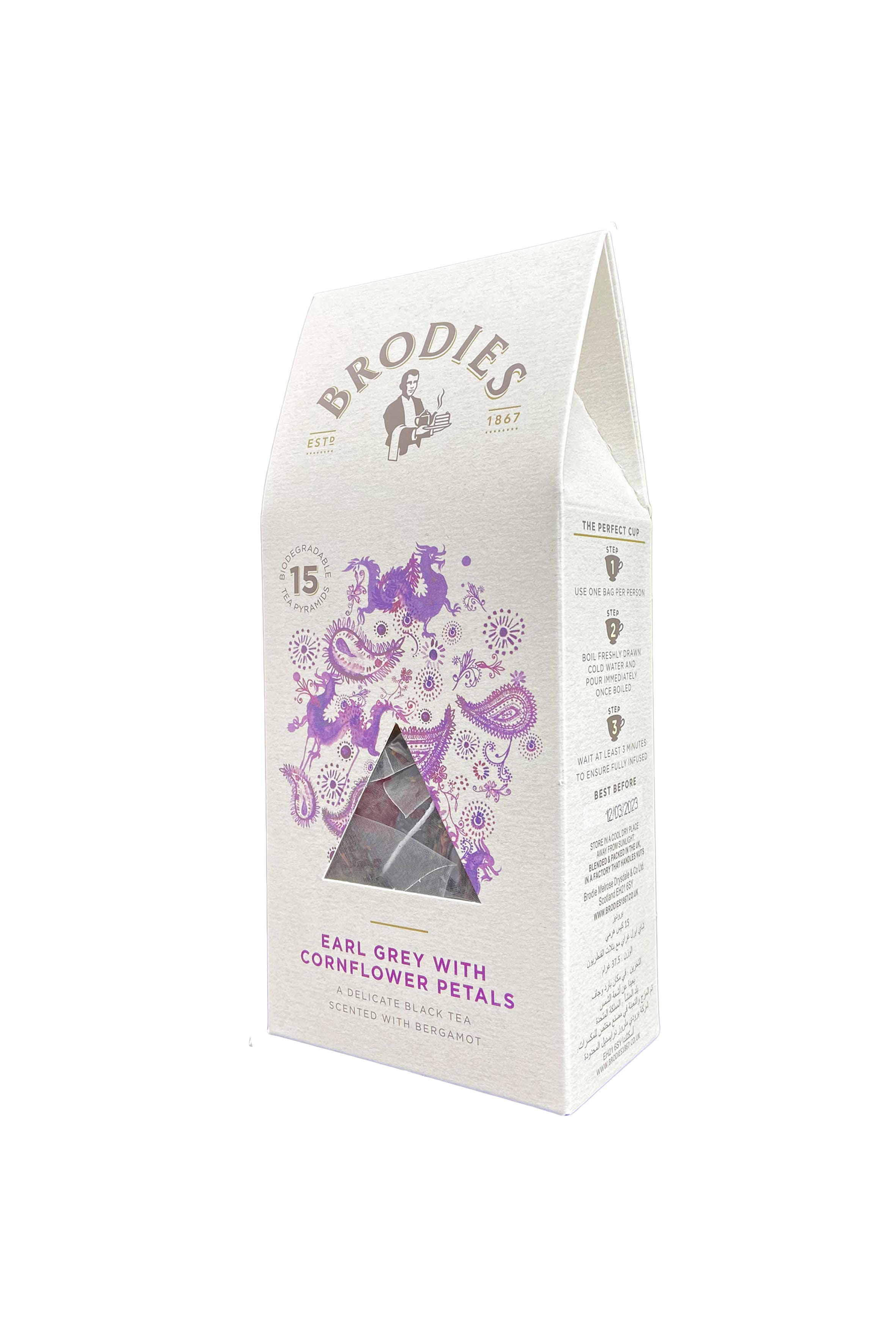 BRODIES - EARL GREY WITH CORNFLOWER PETALS PYRAMID TEA BAG