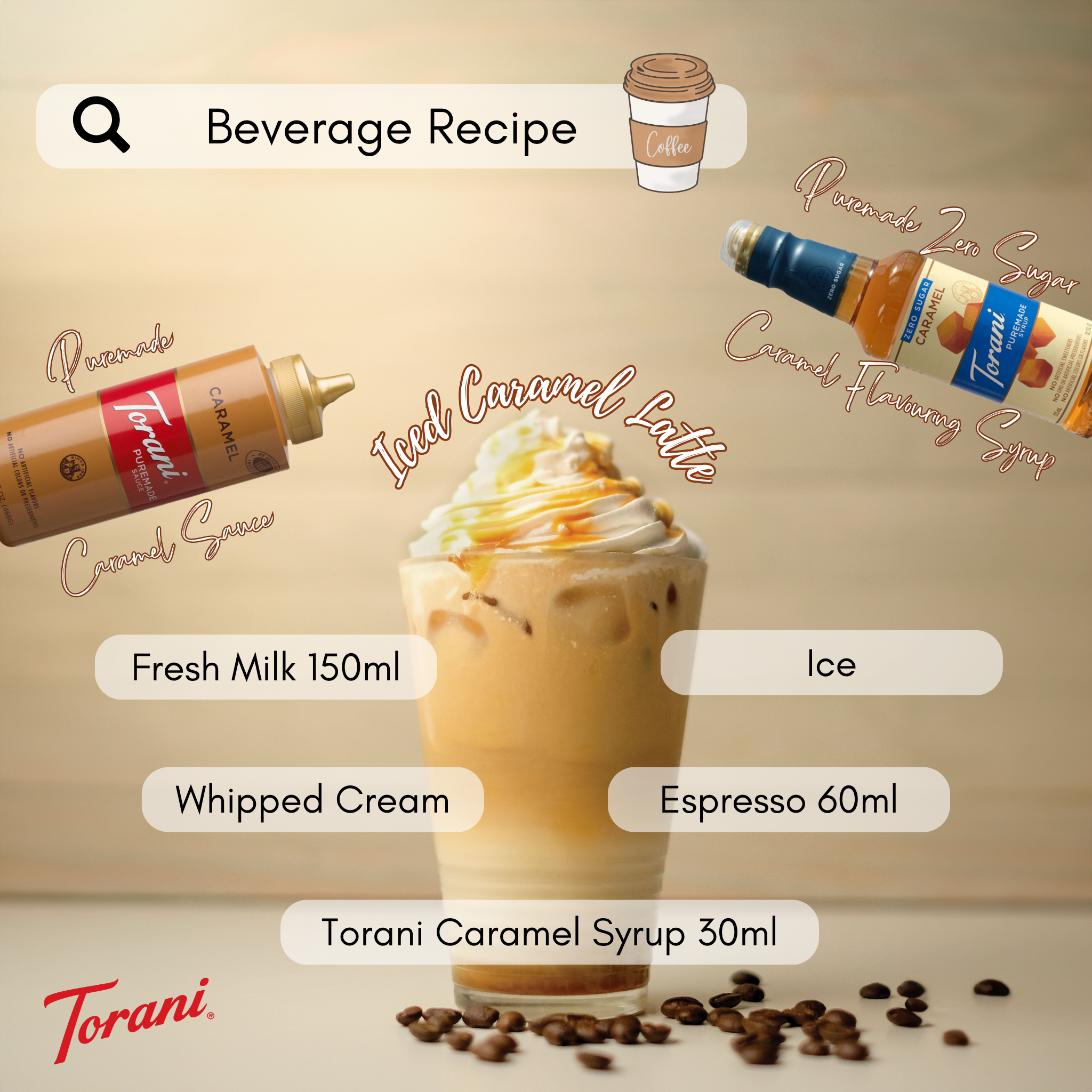 【Beverage Recipe | Torani ❄️Iced Caramel Latte❄️】